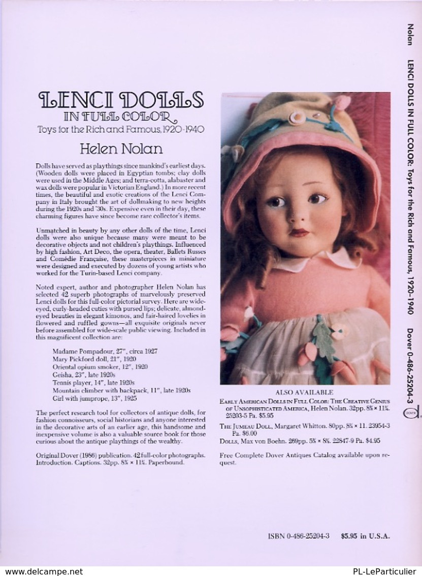 Lenci Dolls Toys For Rich And Famous 1920 To 1940 By Dover USA (Histoire Des Poupées Anciennes De Luxe) - Themengebiet Sammeln