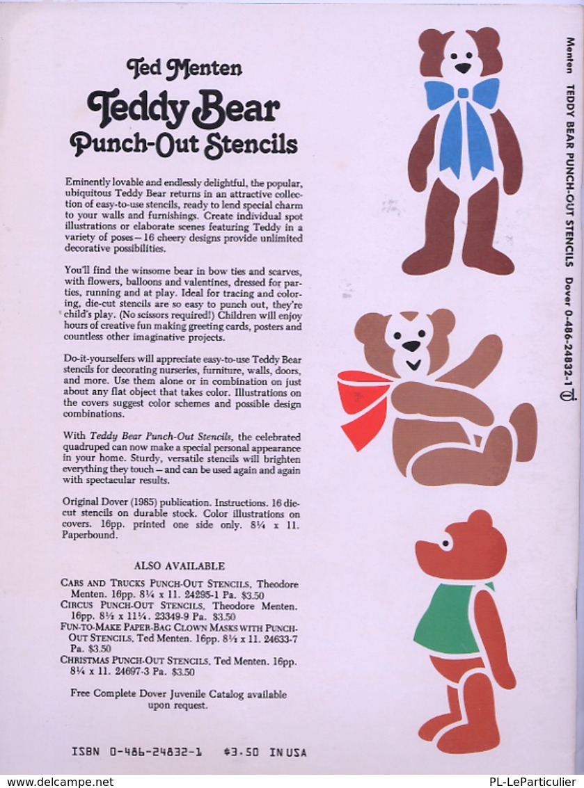 Deddy Bear Stencils By Ted Menten  Dover USA (Oursons Prédécoupés) - Activités/ Livres à Colorier