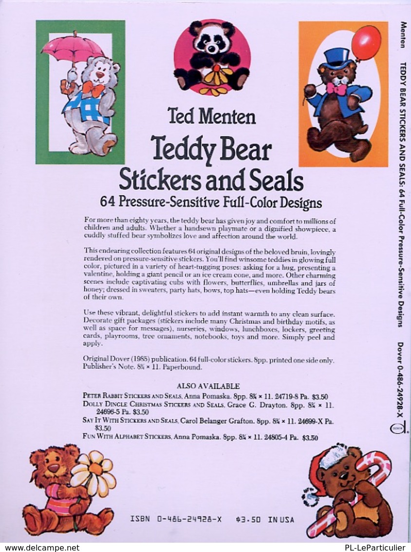 Teddy Bear Stickers By Ted Menten Dover USA (autocollants) - Tätigkeiten/Malbücher