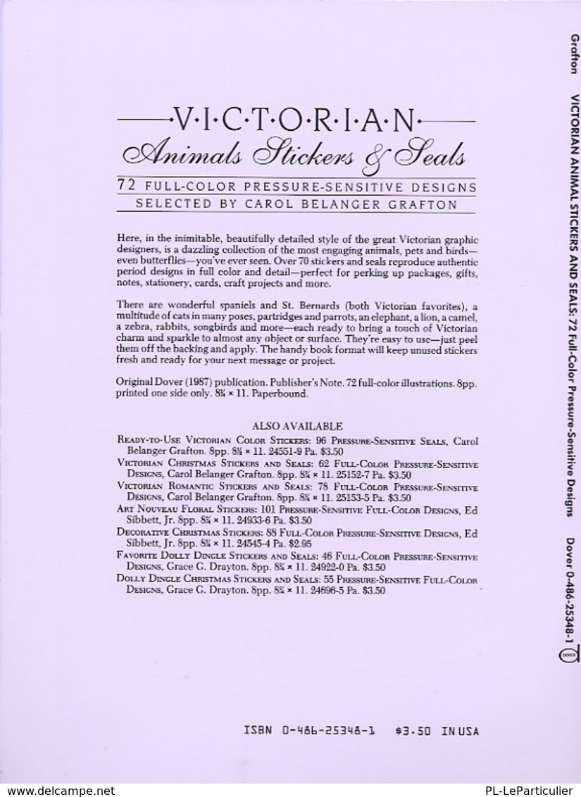 Animals Stickers & Seals By Carole Belanger Grfton Dover USA (autocollants) - Activity/ Colouring Books