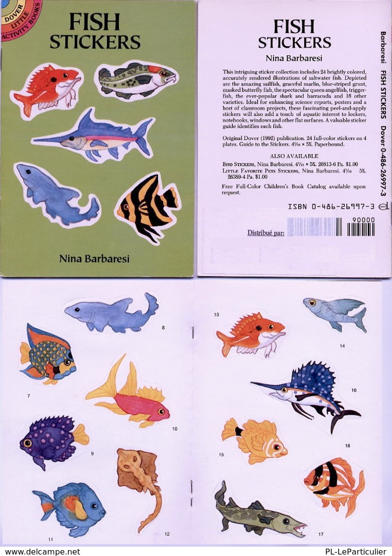 Fish Stickers By Nina Barbaresi Dover USA (autocollants) - Actividades /libros Para Colorear