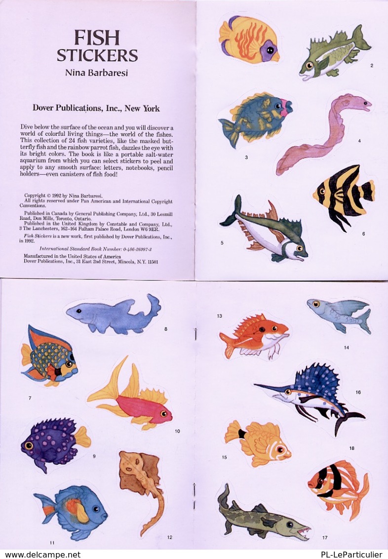 Fish Stickers By Nina Barbaresi Dover USA (autocollants) - Actividades /libros Para Colorear