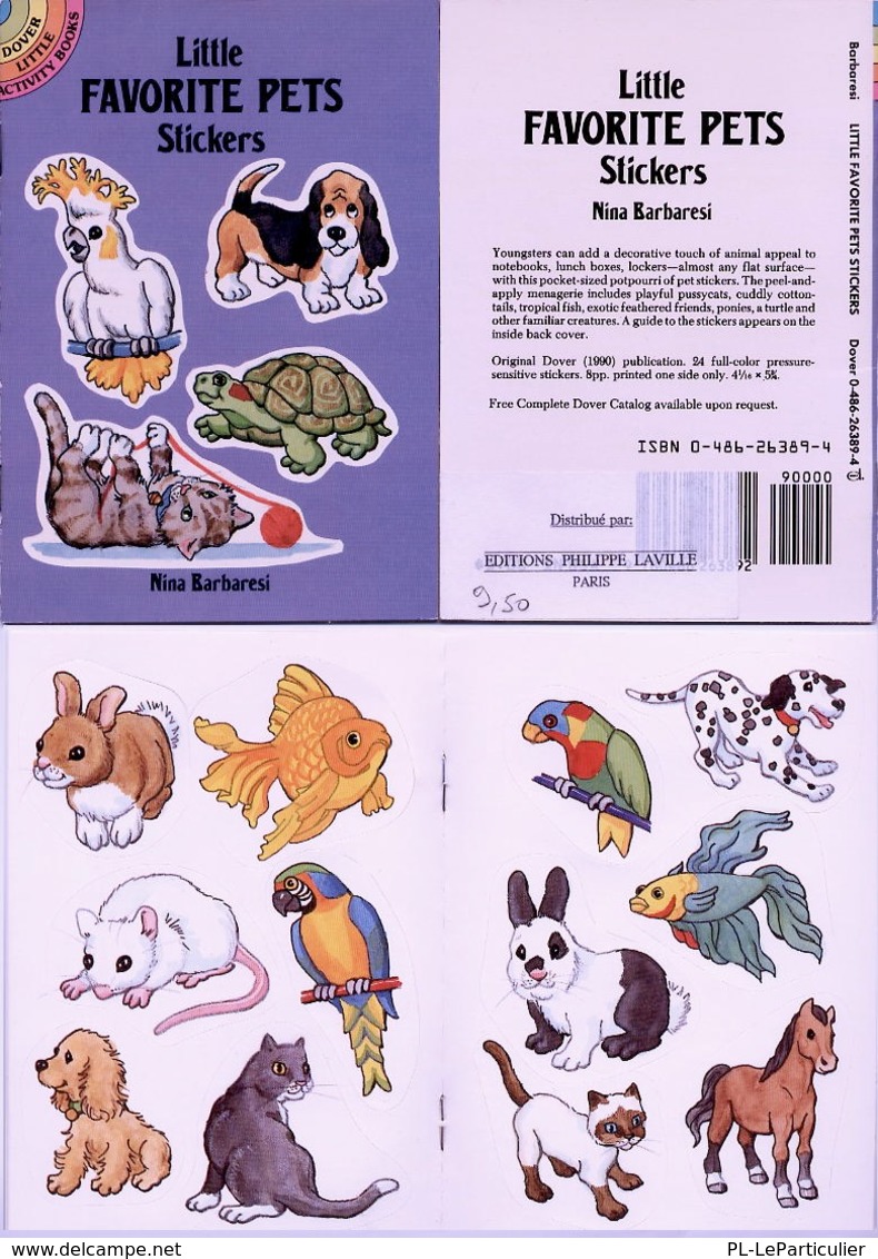 Little Favorite Pets Stickers By Nina Barbaresi Dover USA (autocollants) - Actividades /libros Para Colorear