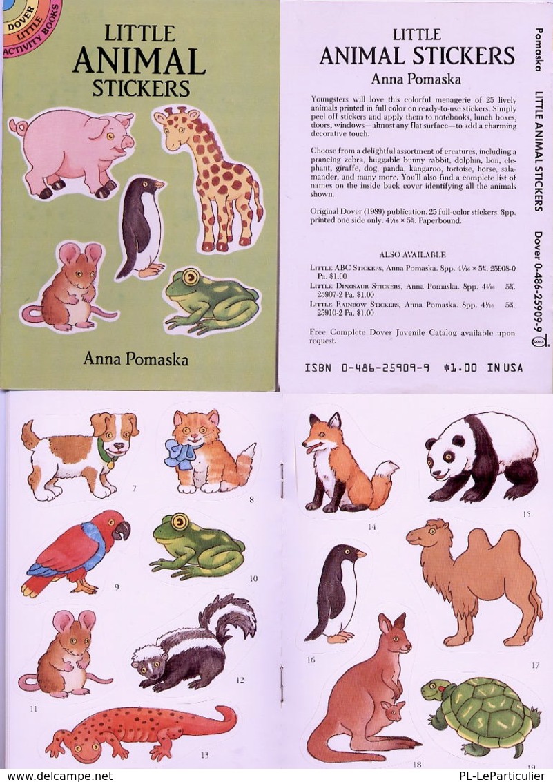 Little Animal  Stickers By Nina Barbaresi Dover USA (autocollants) - Attività/Libri Da Colorare