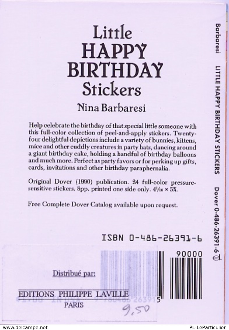 Little Happy Birthday Stickers By Nina Barbaresi Dover USA (autocollants) - Activity/ Colouring Books