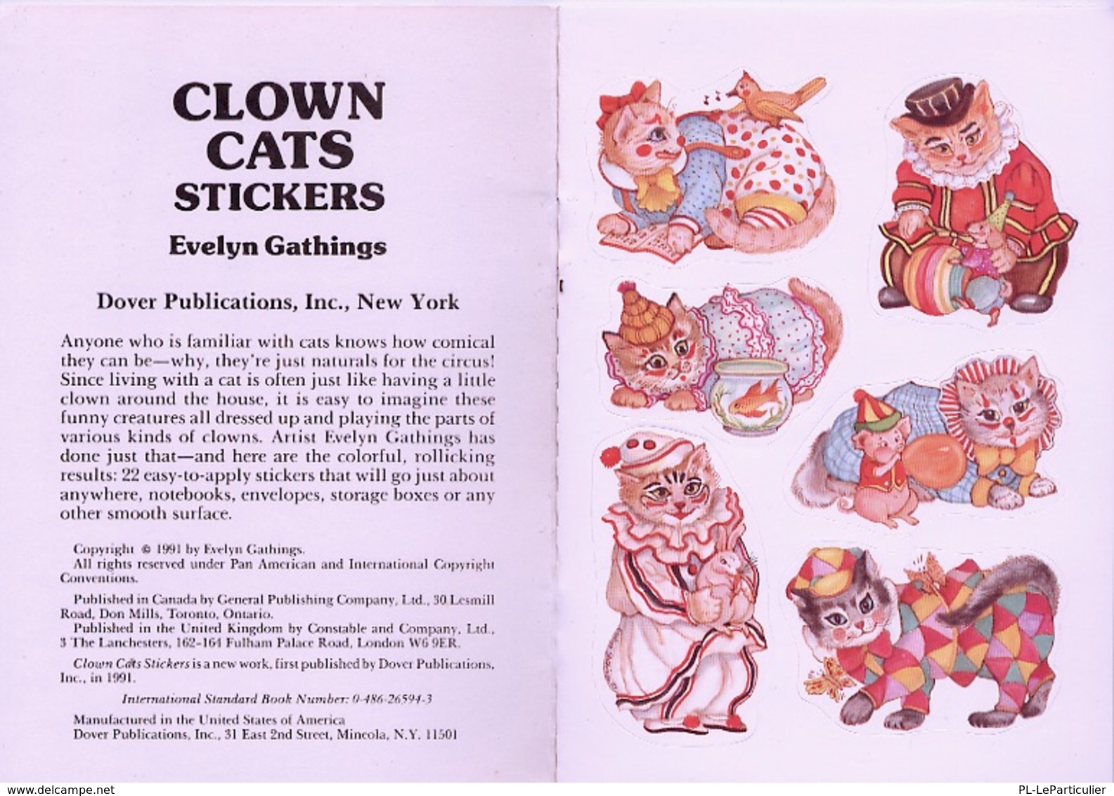 Clown Cats Stickers  By Evelyn Gathings Dover USA (autocollants) - Activity/ Colouring Books