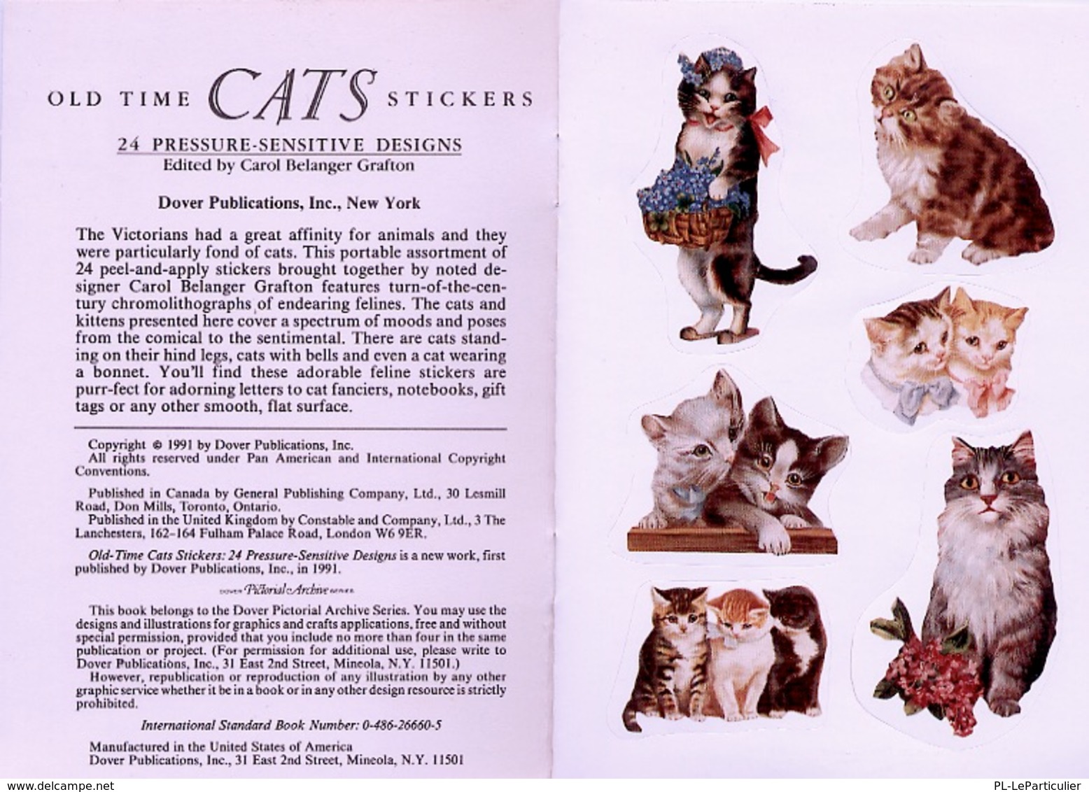 Old Time Cats Stickers By Carol Belanger Grafton Dover USA (autocollants) - Activiteiten/ Kleurboeken