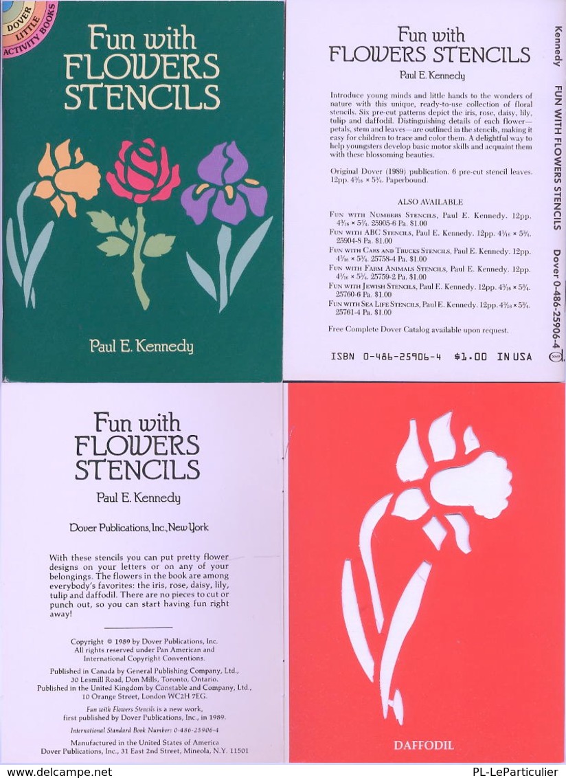 Fun With Flowers  Stencils (petits Livre Pochoirs) Dover USA - Actividades /libros Para Colorear