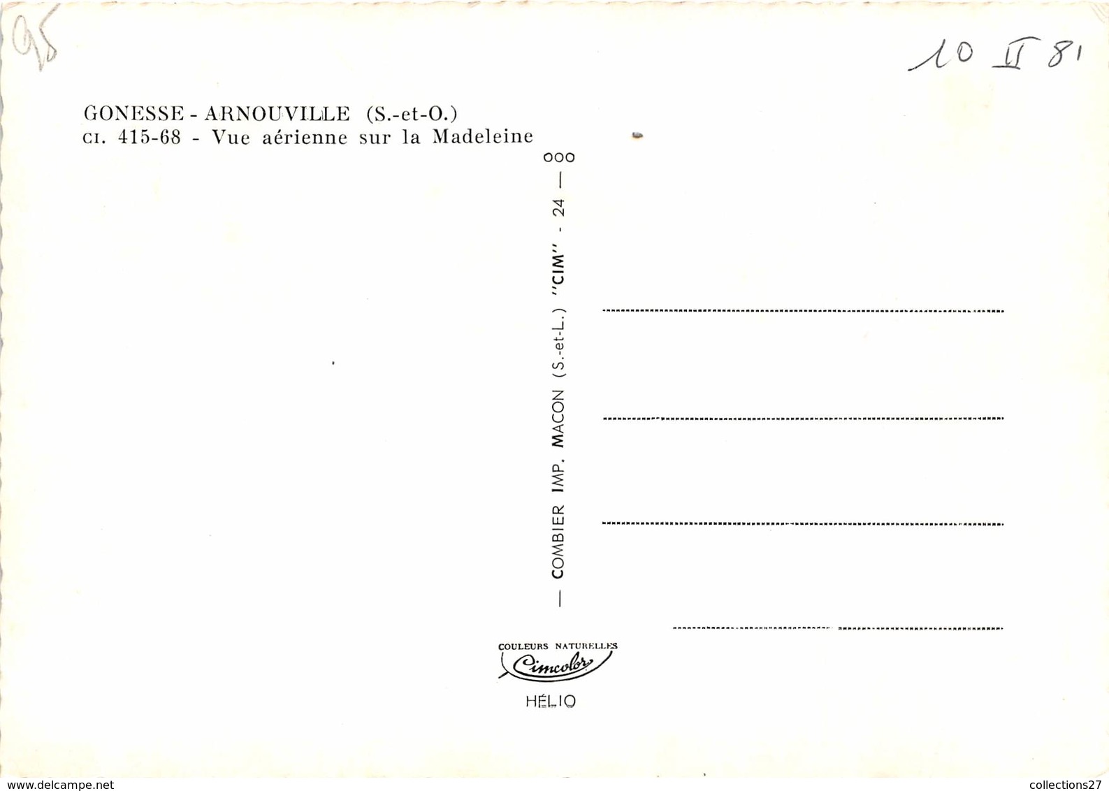 95-GONESSE-ARNOUVILLE- VUE AERIENNE SUR LE MADELAINE - Gonesse