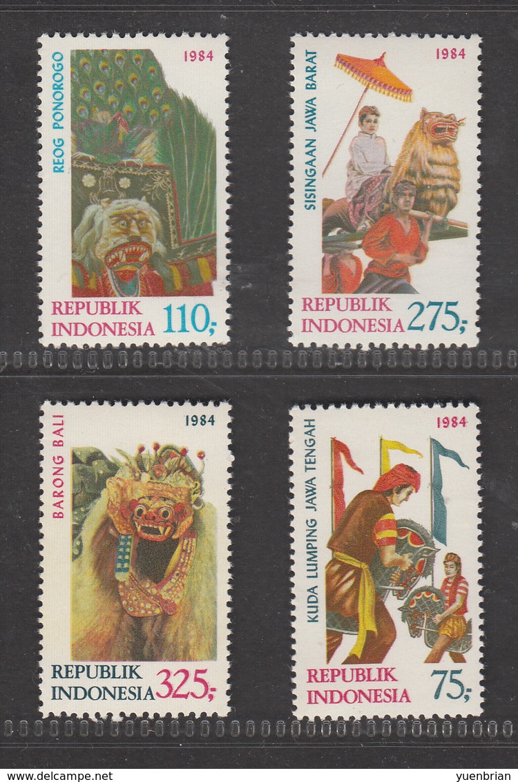 Indonesia, 1984, Peacock, Set Of 4v, MNH** - Paons