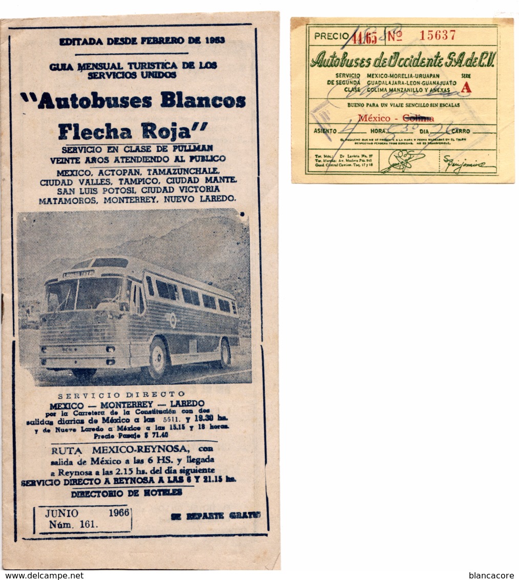 Transport Autobus à MEXICO 1966 AUTOBUSES BLANCOS Guia Turistica  De Los Servicios Unidos + 1 Ticket - World