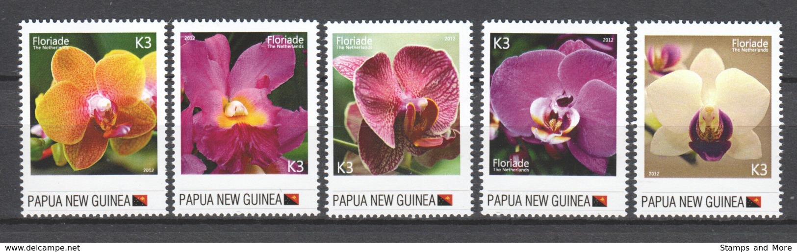 Papua New Guinea MNH Set 1 - FLORIADE 2012 - ORCHIDS - Orchids