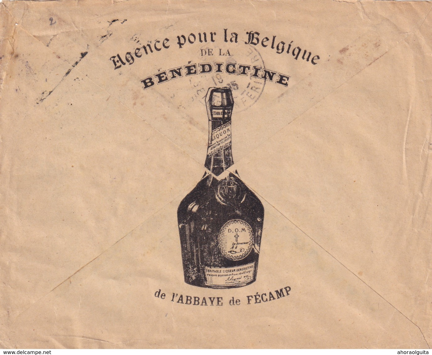 DDW 901  --  BELGIQUE FRANCE ALCOOLS - Lettre Illustrée BENEDICTINE - Affr. MIXTE TP Fine Et Grosse Barbe BRUXELLES 1905 - Vins & Alcools