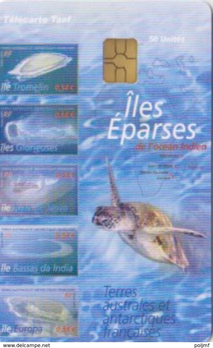 Télécarte 50U, Tirage 3000, Îles Eparses De L'Océan Indien 2007 (Tortue, Différentes îles) - TAAF - Territori Francesi Meridionali