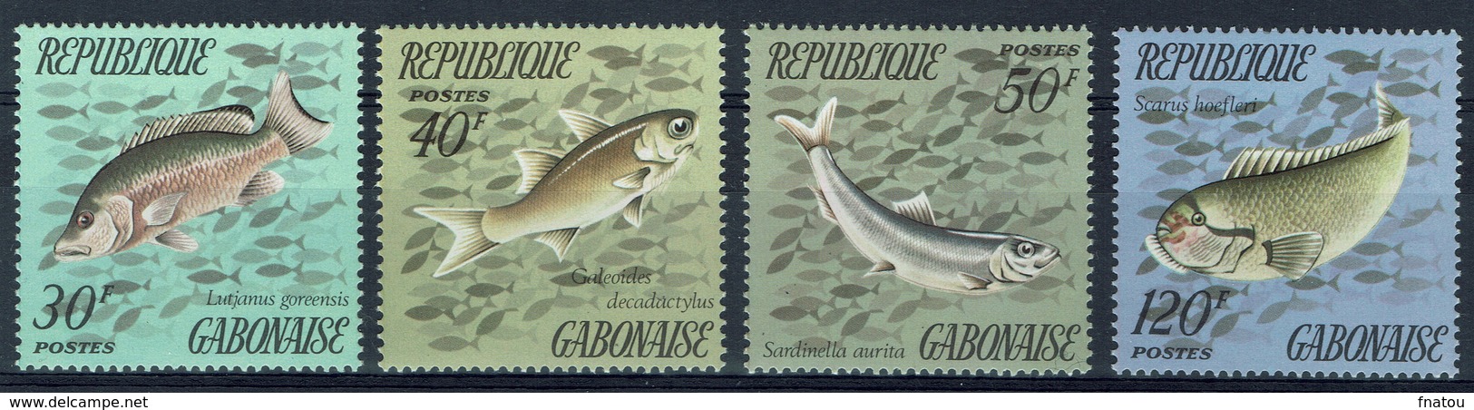 Gabon, Fish, 1975, MNH VF  complète Set Of 4 - Gabun (1960-...)