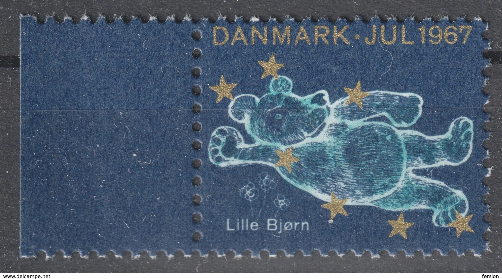 TEDDY BEAR Toy - Constellation STAR Astronomy Christmas Label Cinderella Vignette 1967 MNH Denmark - Puppets