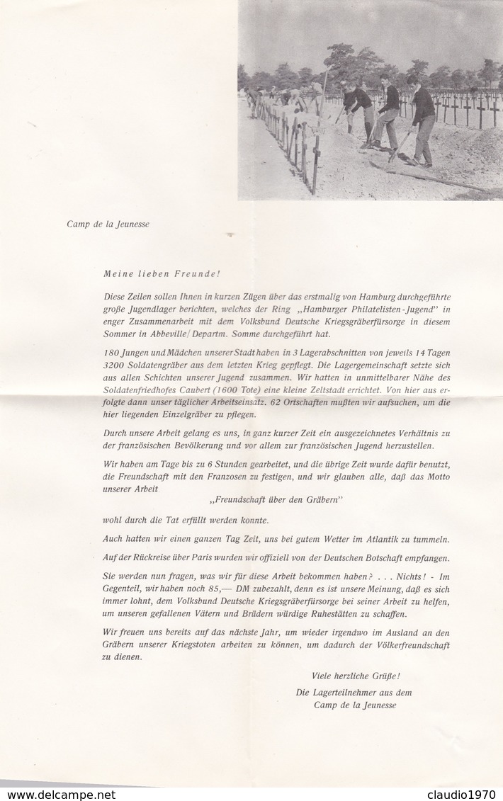 FRANCIA - LOTTO DI 2 BUSTE - Flight Paris - Hamburg Brucke Der Freundschaft CAMP DE LA JEUNESSE ABBÉVILLE - Correo Aéreo Militar