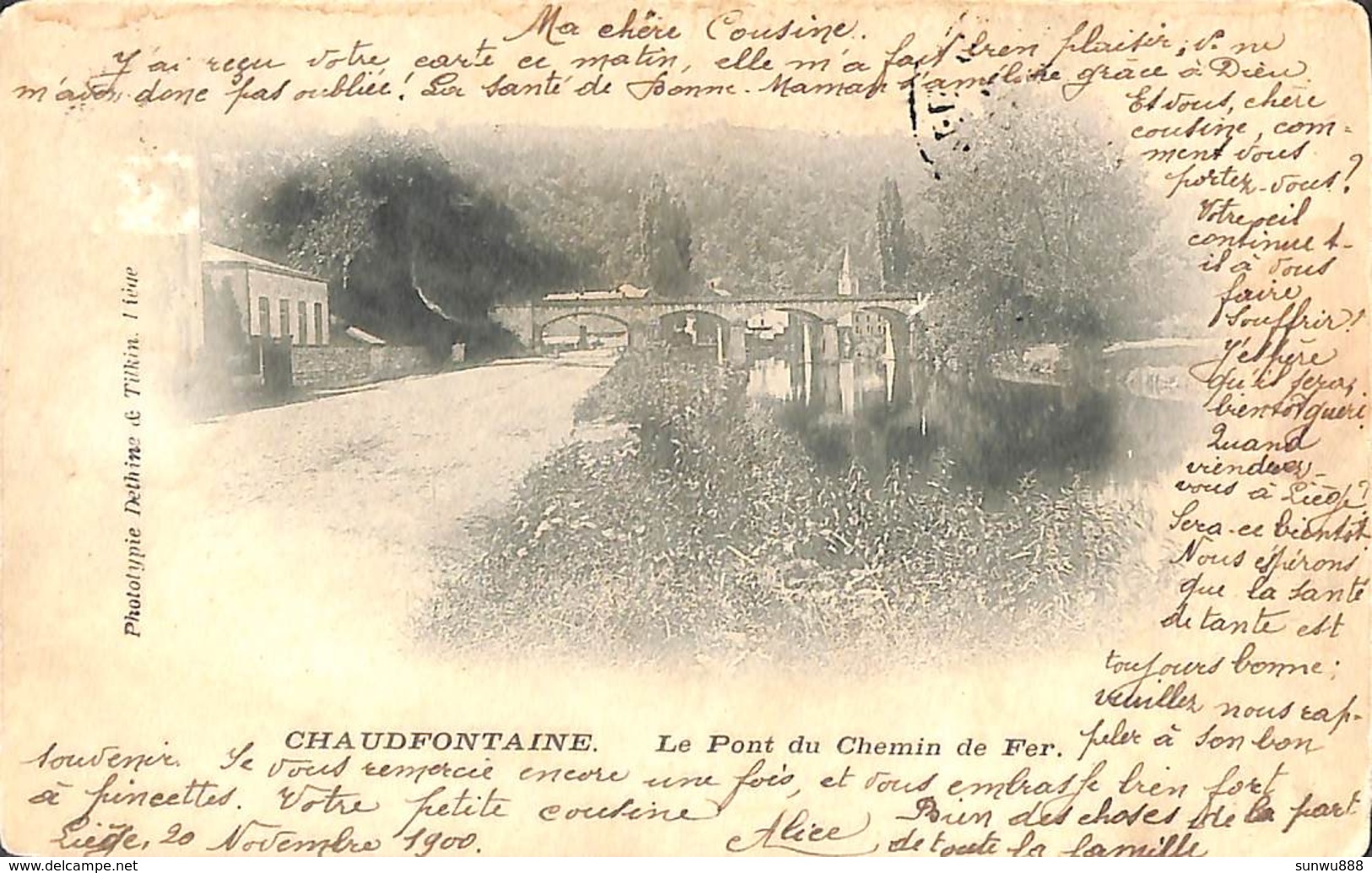 Chaudfontaine - Le Pont Du Chemin De Fer (Phototypie Dethine & Tilkin 1900)  (prix Fixe) - Chaudfontaine