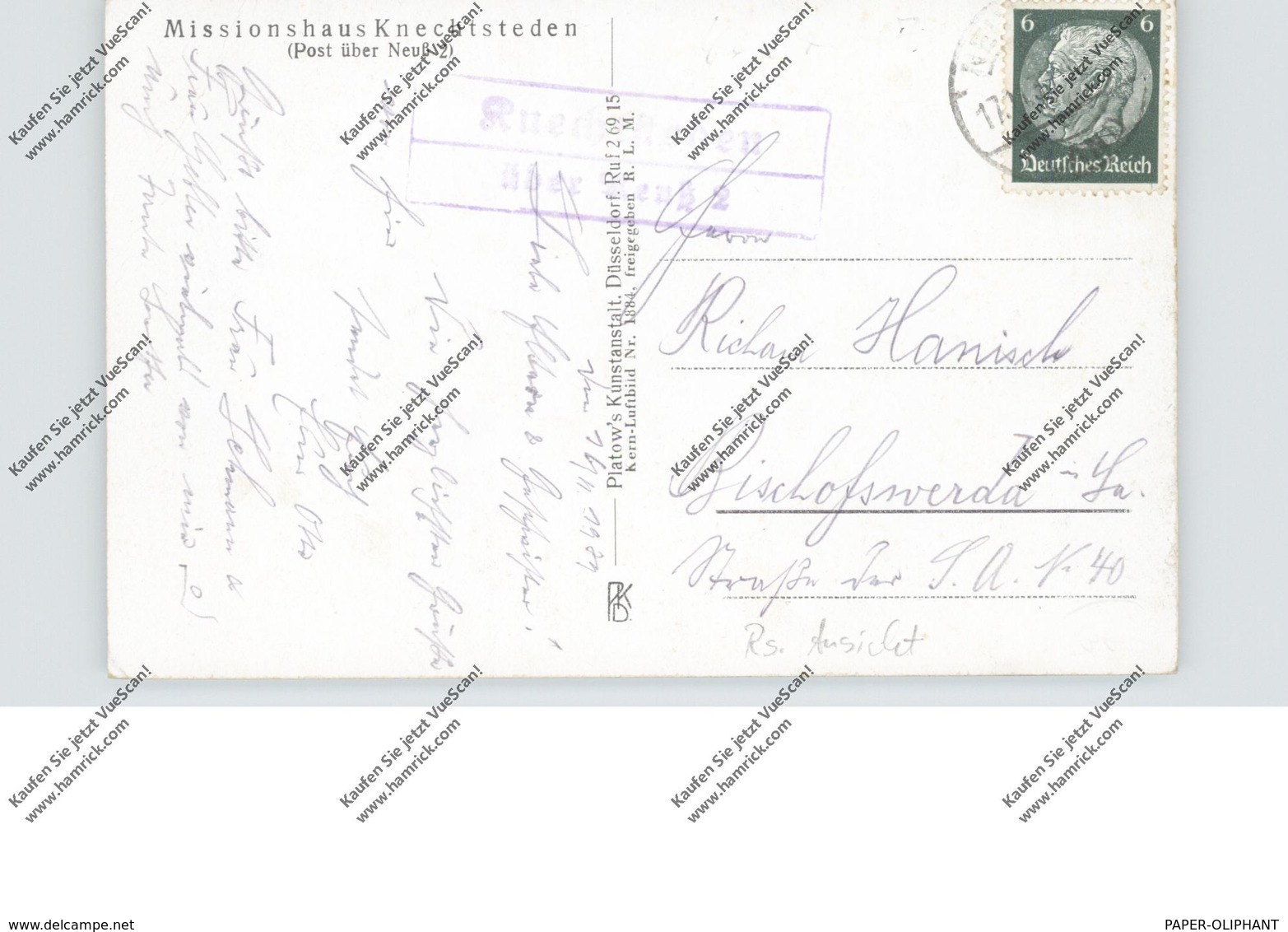 4047 DORMAGEN - KNECHTSTEDEN, Missionshaus, Luftaufnahme, 1939, Landpoststempel - Dormagen