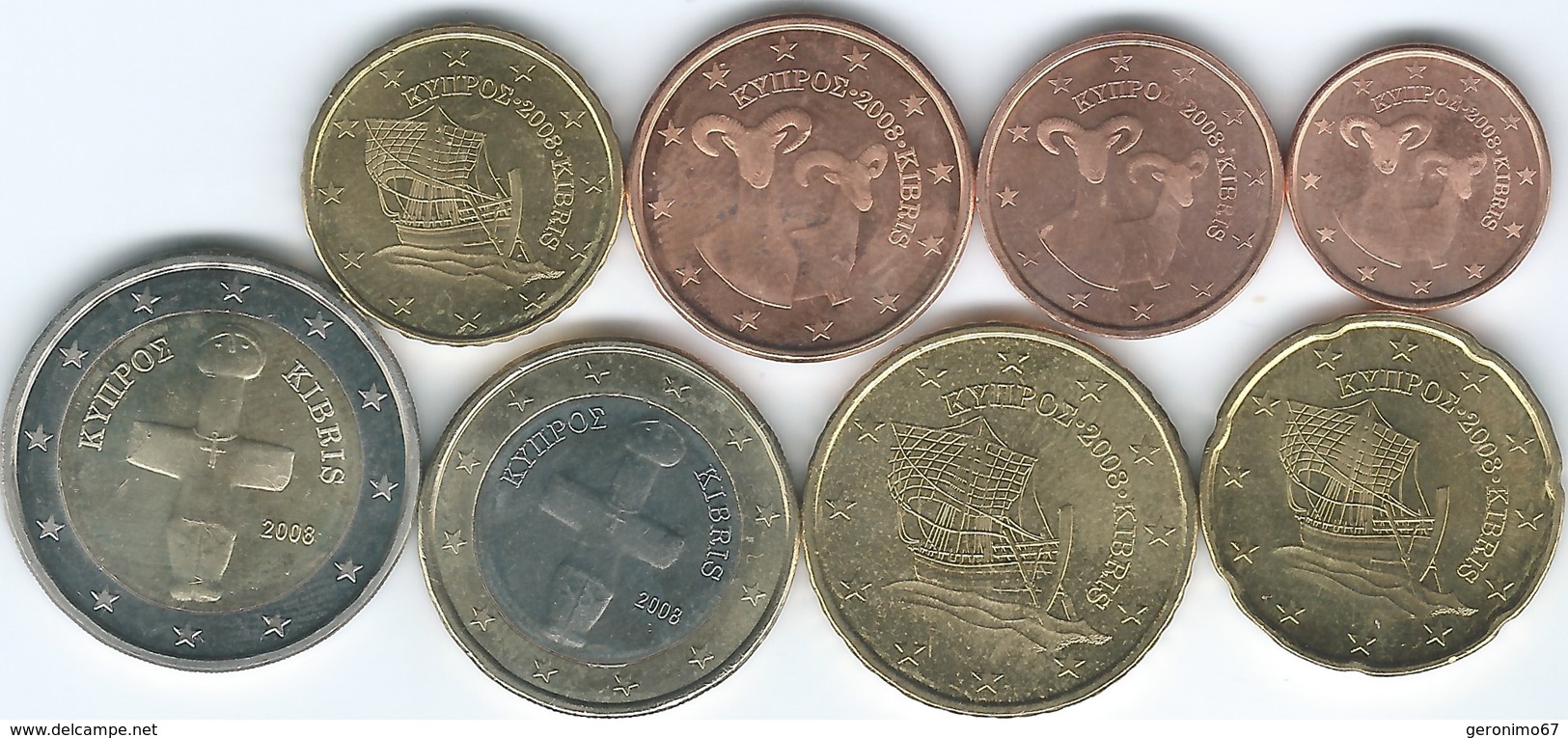 Cyprus - 2008 - 1, 2, 5, 10, 20 & 50 Cents; 1 & 2 Euro (KMs 78-85) UNC - Zypern