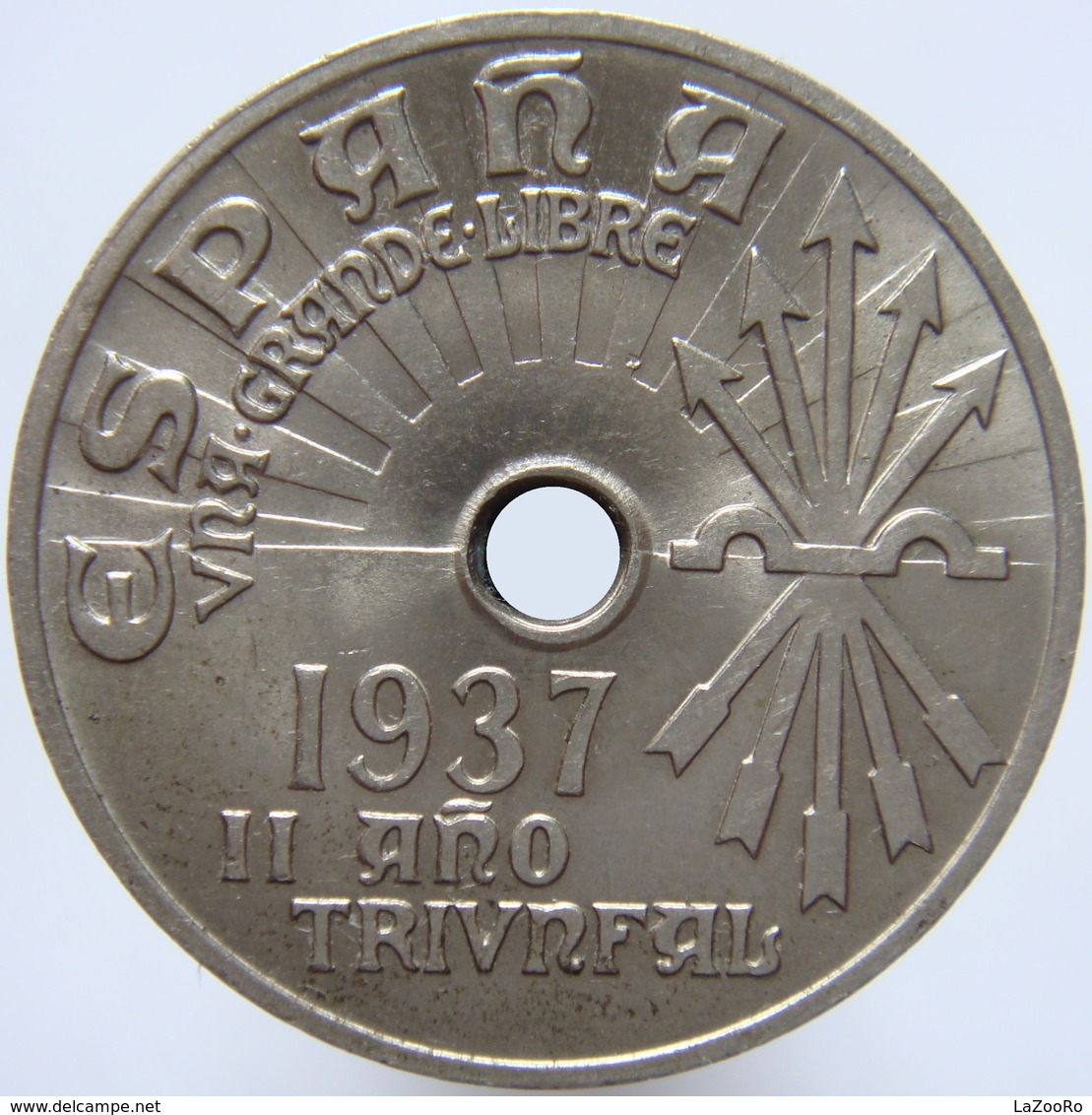 LaZooRo: Spain 25 Centimos 1937 UNC - Nationalist Location