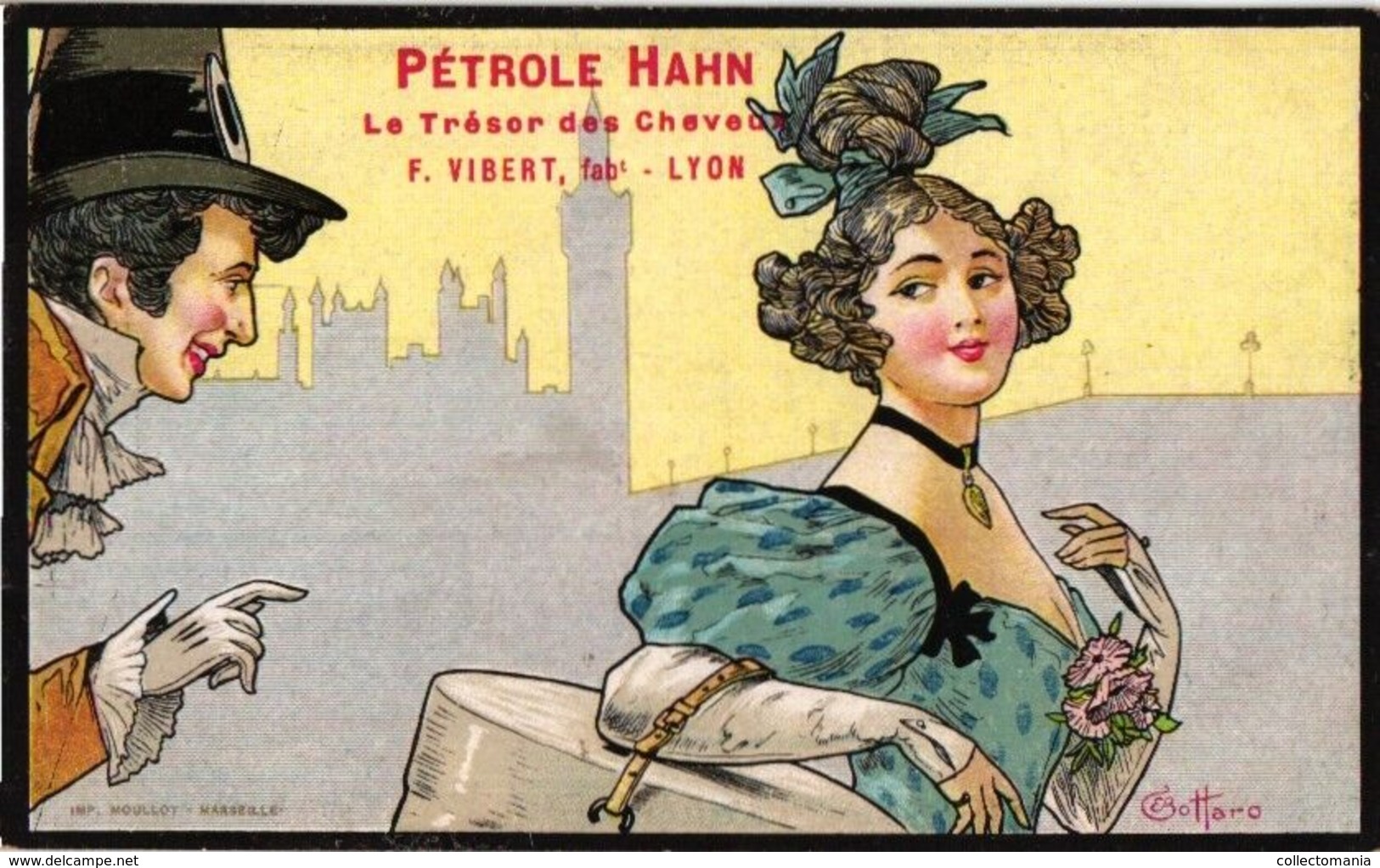 3 Postcards REKLAME Hair Care C1900 PETROLE Hahn Illustrateur E. Bottaro Litho ART NOUVEAU - F. Vibert Lyon - Bottaro