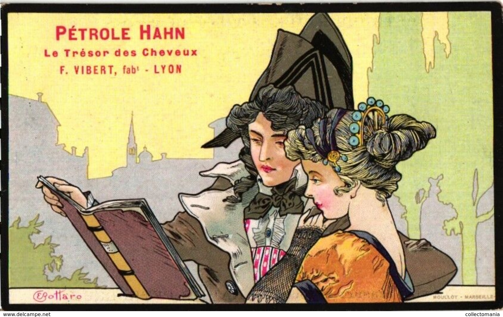 3 Postcards REKLAME Hair Care C1900 PETROLE Hahn Illustrateur E. Bottaro Litho ART NOUVEAU - F. Vibert Lyon - Bottaro