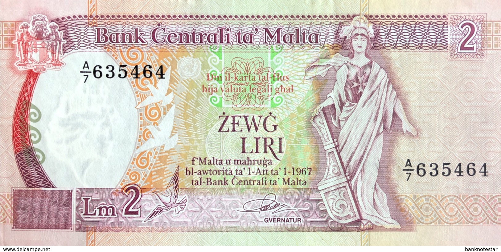 Malta 2 Liri, P-41 (1989) - About Uncirculated Plus - Malta