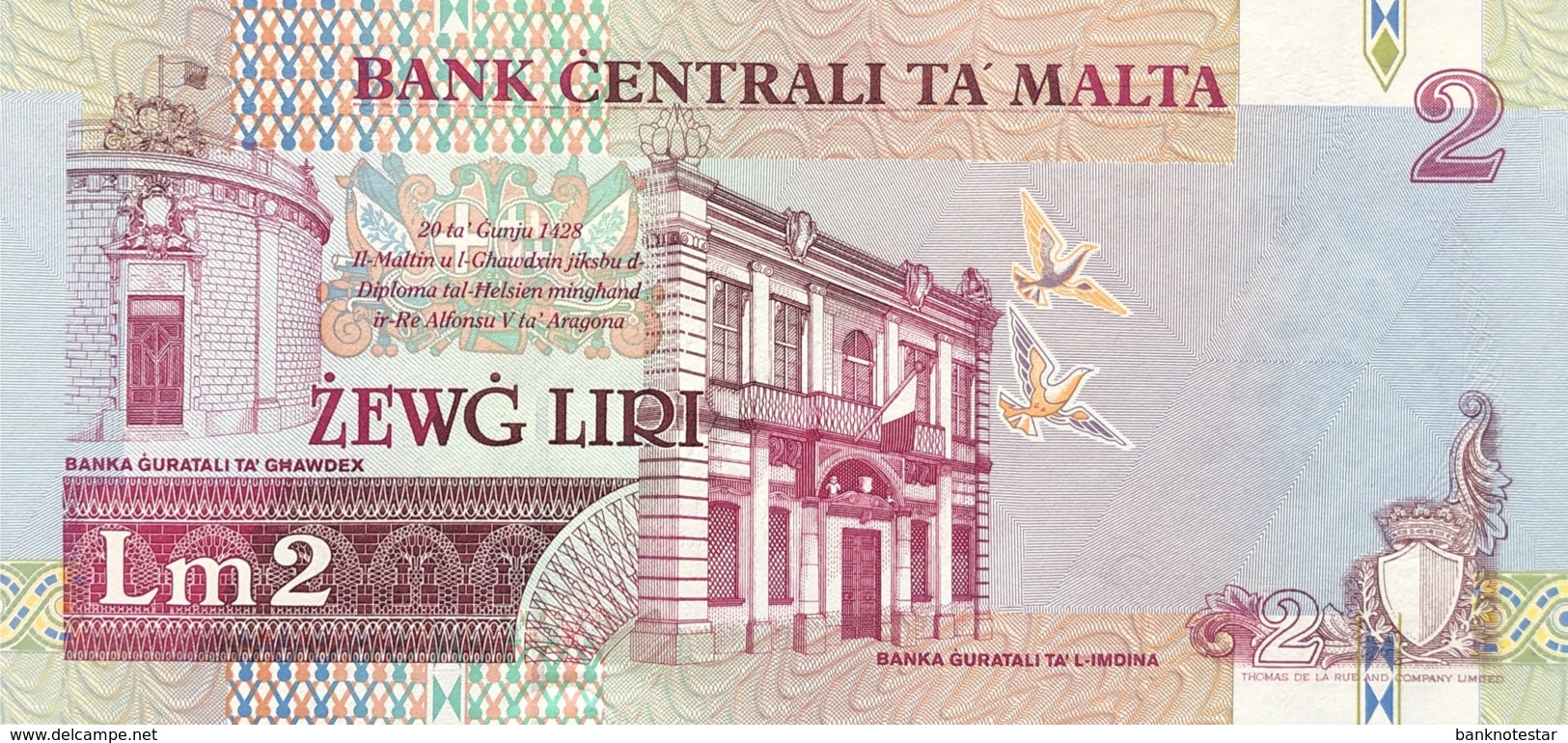 Malta 2 Liri, P-45c (1994) - UNC - Rare Emil Ellul Signature! - Malte