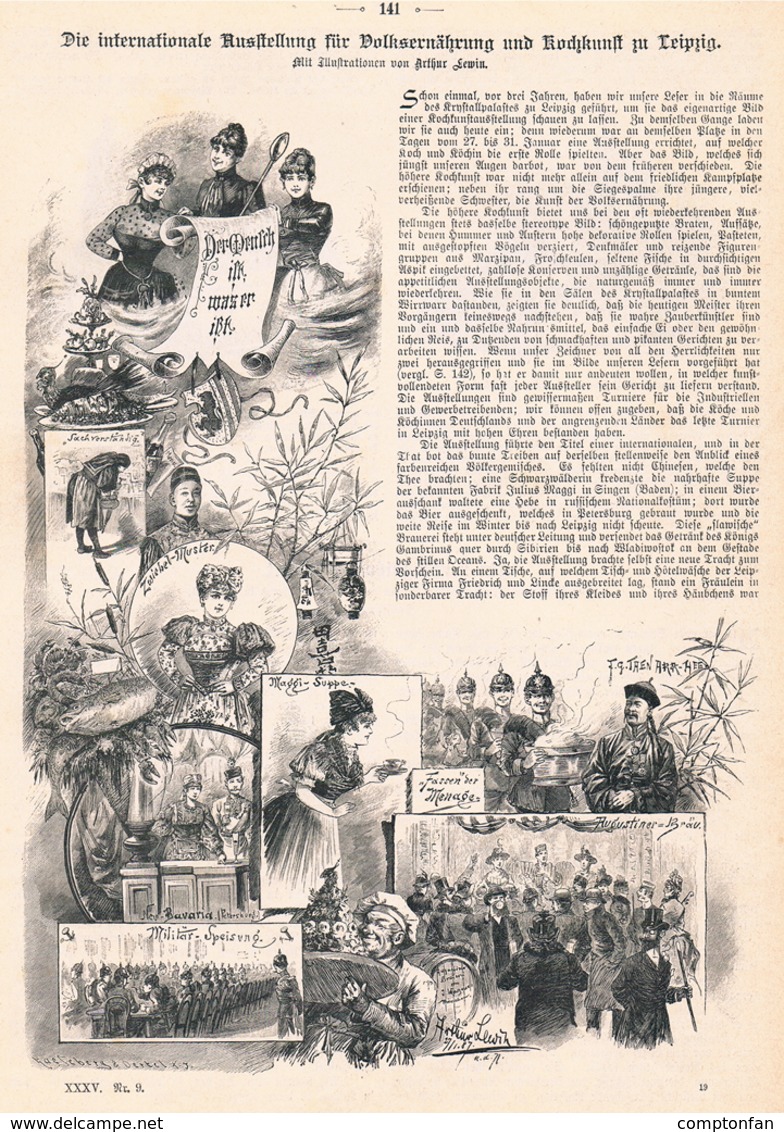 A102 437 - Leipzig Ausstellung Kochkunst Volksernährung Artikel Mit 7 Bildern 1887 !! - Musea & Tentoonstellingen