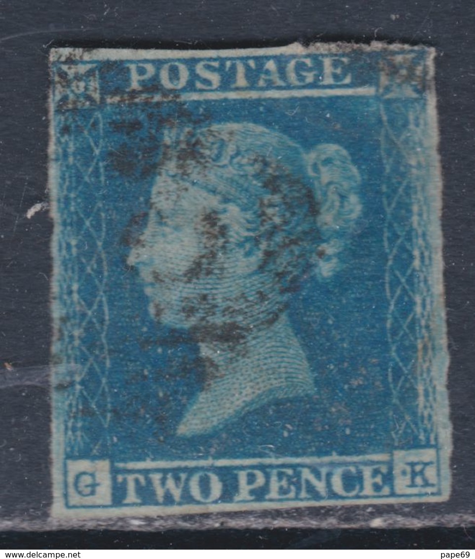 Grande Bretagne N° 4 O Victoria 2 P. Bleu Sur Azuré Oblitération Légère Marge Haute Et Droite Courtes Sinon TB - Oblitérés