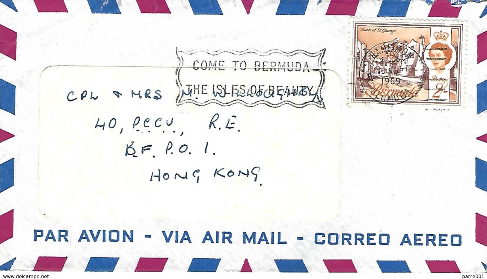 Bermuda 1969 Hamilton To BFPO 1 Hong Kong Victoria Barracks With FPO 948 At 40 Postal & Courrier Unit RE Cover - Cartas & Documentos