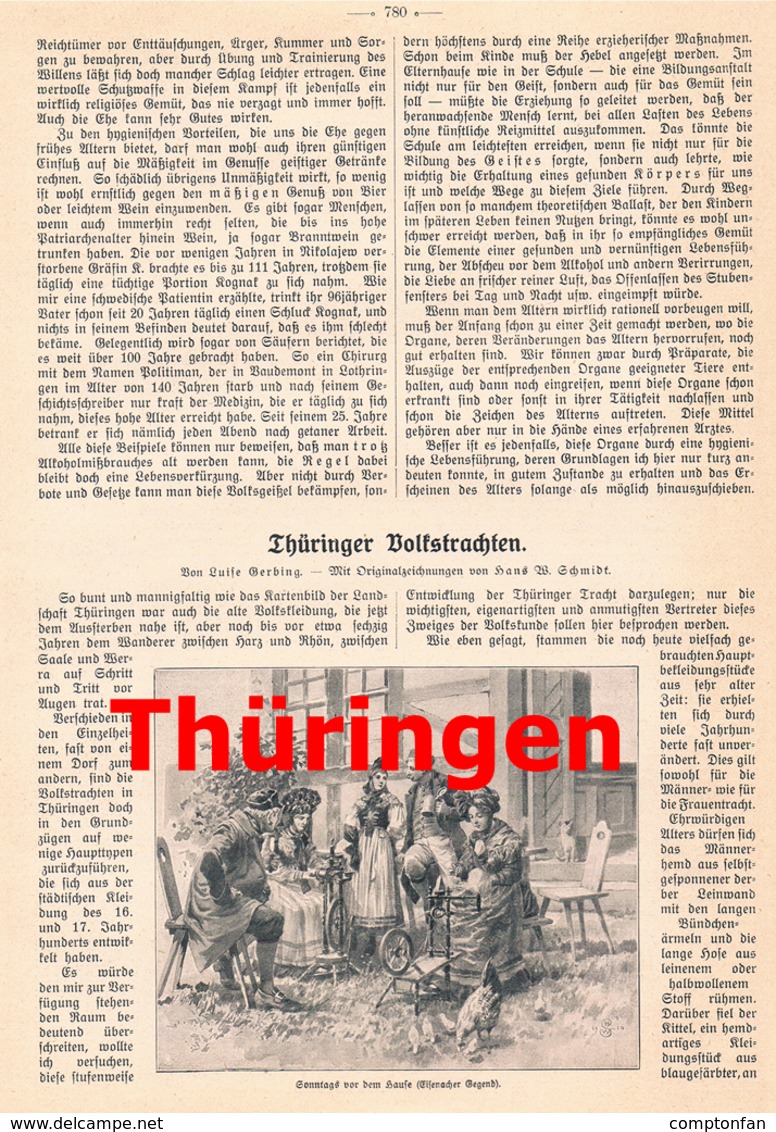 A102 447 Volkstrachten Thüringen Eisenacht Tracht Artikel Mit 6 Bildern 1911 !! - Altri & Non Classificati