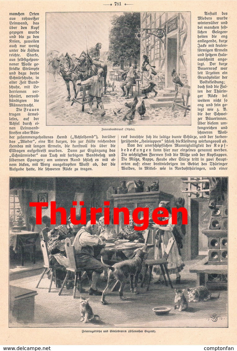 A102 447 Volkstrachten Thüringen Eisenacht Tracht Artikel Mit 6 Bildern 1911 !! - Altri & Non Classificati