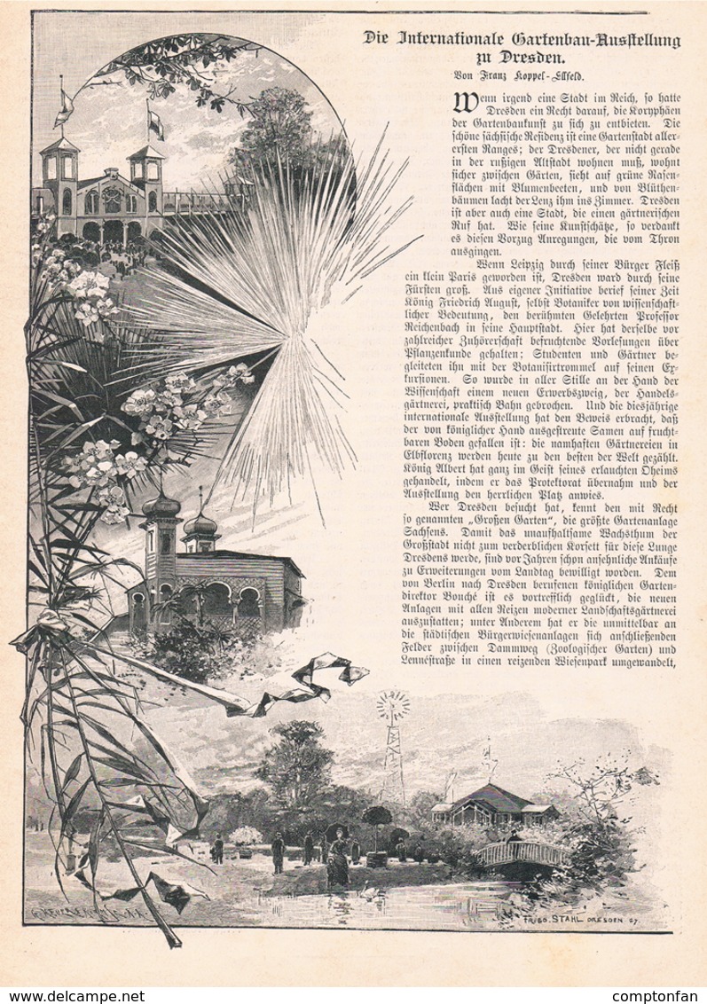 A102 459 - Dresden Gartenbau-Ausstellung International Artikel Mit Bildern 1887 !! - Musei & Esposizioni