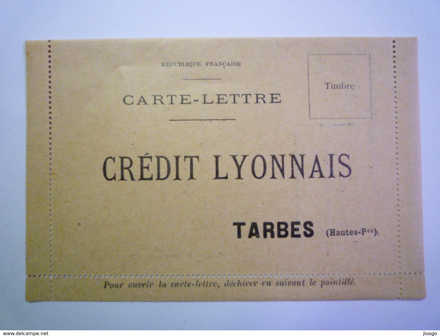 2020 - 5071  CARTE-LETTRE  2 Volets  "CREDIT LYONNAIS  TARBES"   XXX - Zonder Classificatie