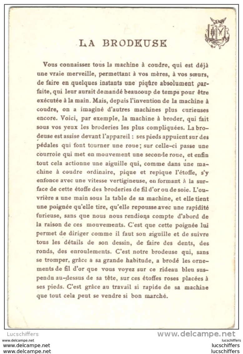 Très Belle Illustration - La Brodeuse. Jeune Femme, Machine à Coudre - Lithographie Couleur - 2 Scans - Autres & Non Classés