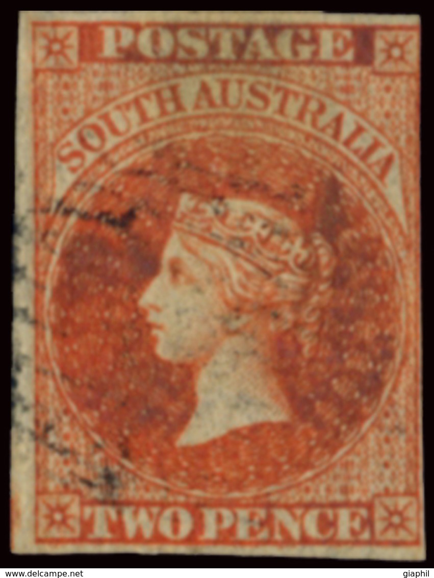 AUSTRALIA SOUTH AUSTRALIA 1856-57 2 P. ORANGE RED (SG 7) USED OFFER! - Oblitérés