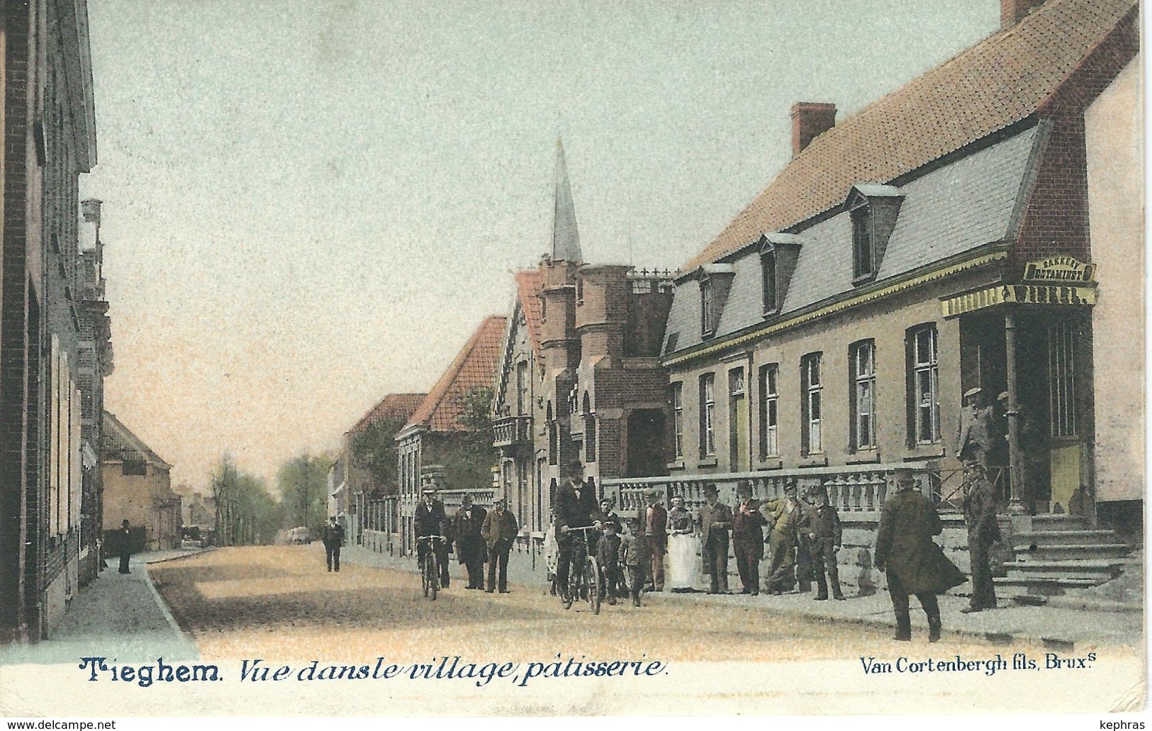 TIEGHEM : Vue Dans Le Village Pâtisserie - Cachet De La Poste 1907 - Anzegem