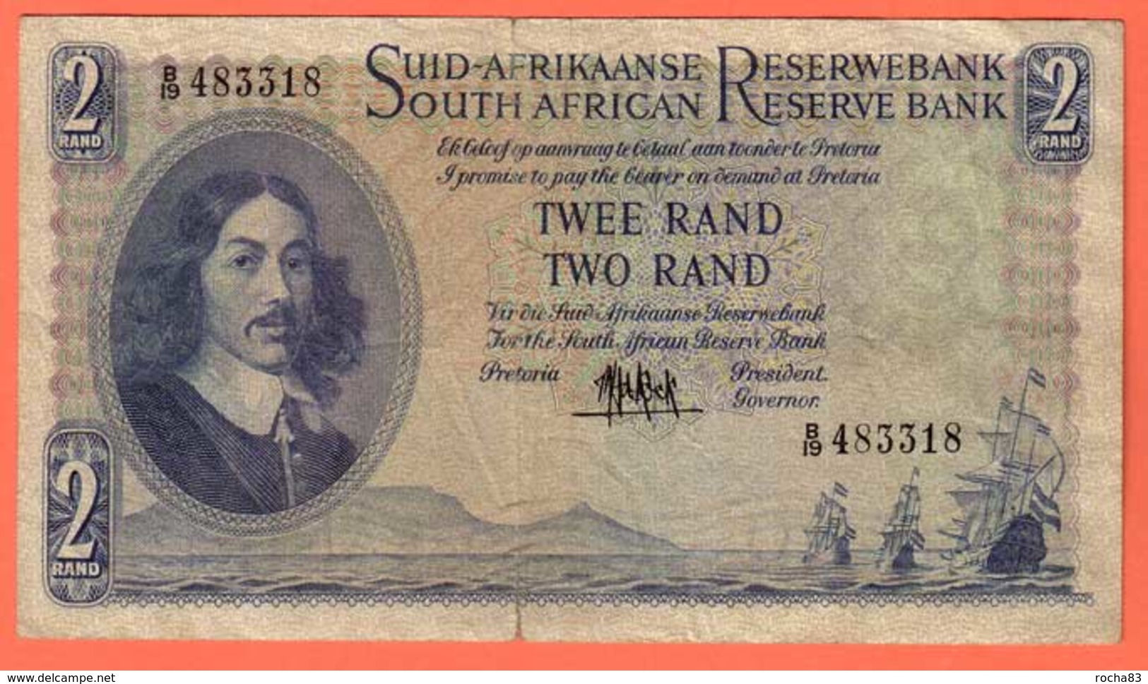 SOUTH  AFRICA  Billet  2 Rand ( 1961 ) Pick 104a - Sudafrica