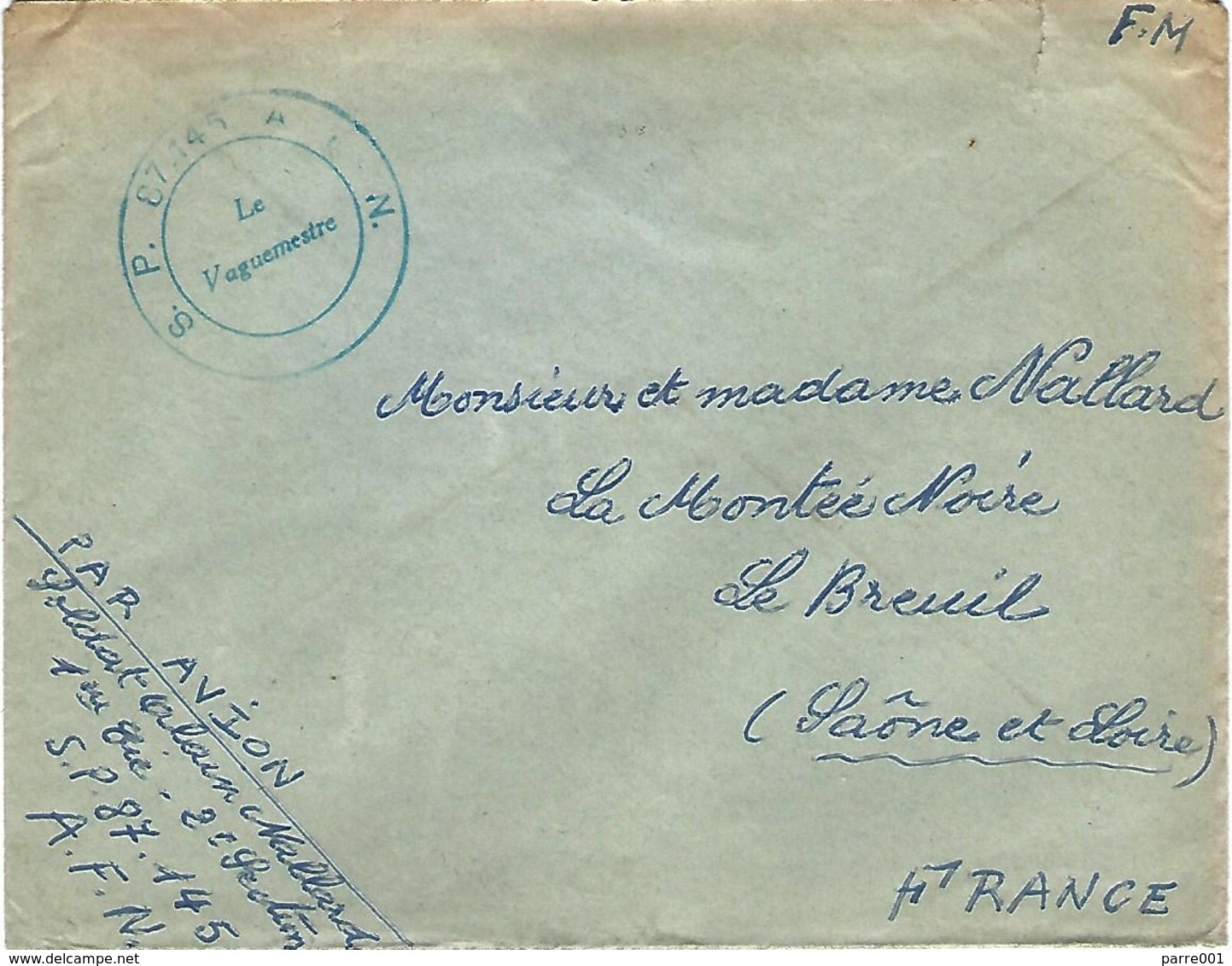 France 1956 Le Breuil SP 87.145 Guerre Algerie AFN Militair FM Cover - War Of Algeria