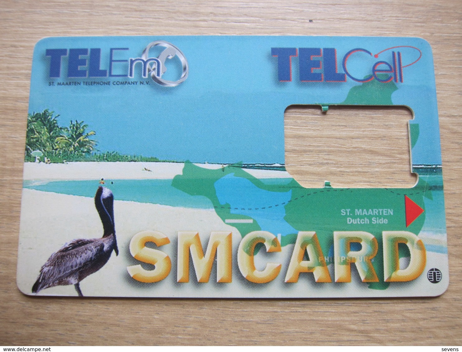 St Maarten Telecell GSM SIM Card,only Frame, No Chip, Map Of St.Maaren,French Side And Dutch Side - Antilles (Netherlands)