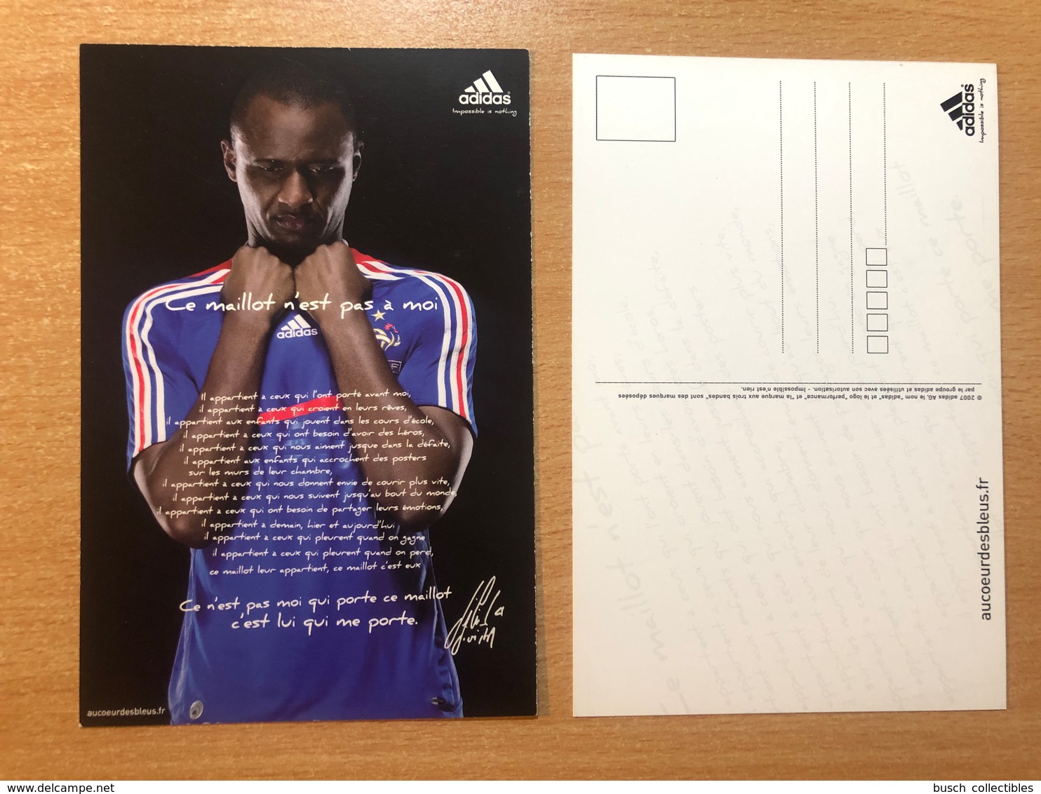 Equipe De France Football Adidas "Ce Maillot N'est Pas à Moi" Patrick Vieira Au Coeur Des Bleus Carte Promo 2007 - Voetbal