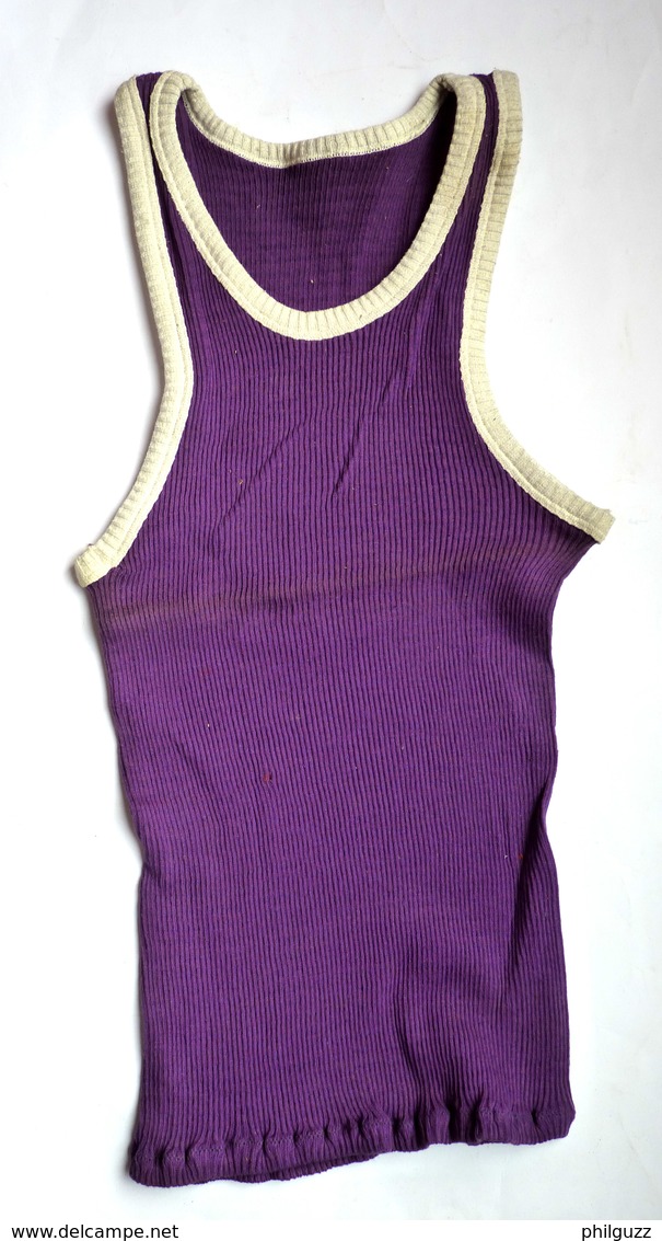 DEBARDEUR MAILLOT DE BASKET EN COTON VIOLET Liserets Blancs Années 40-50 - Andere & Zonder Classificatie