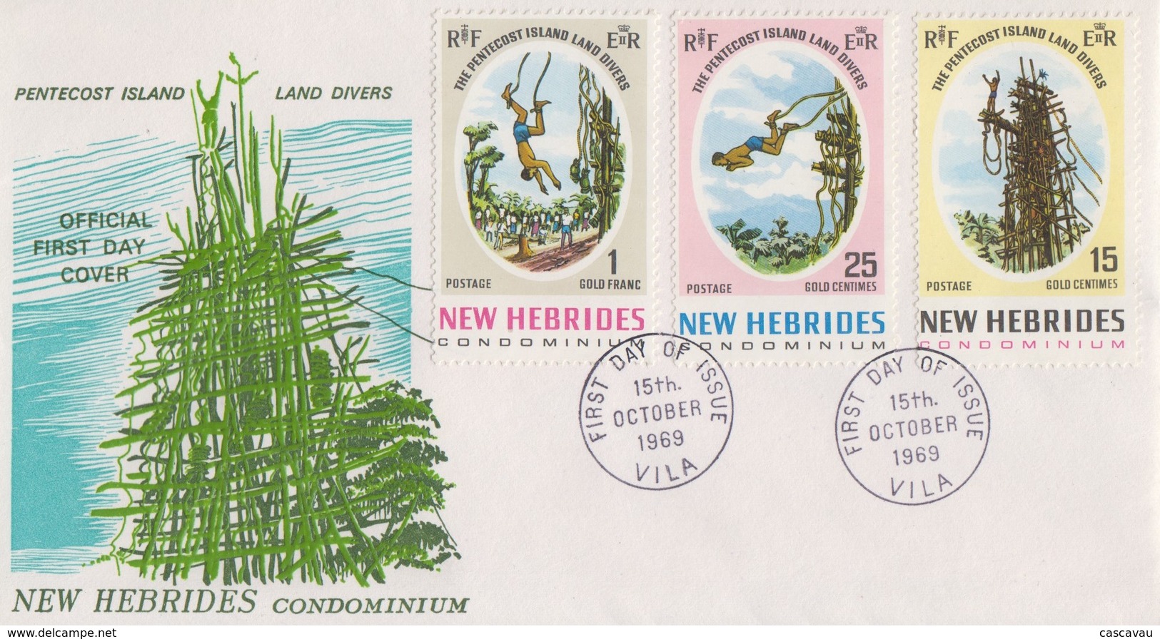 Enveloppe FDC  1er Jour   NOUVELLES  HEBRIDES   Le  Saut  Du  Gaul   1969 - FDC