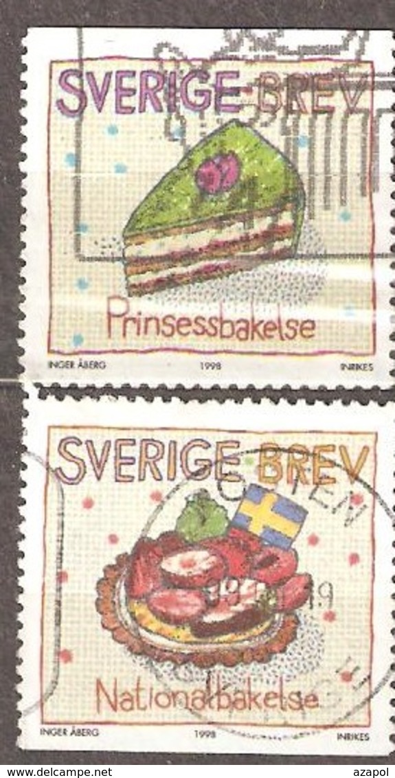 Sweden: 2 Used Stamps From A Set, Food - Bakery Products, 1998, Mi#2064, 2068 - Food