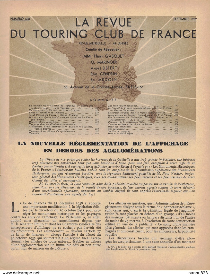 REVUE DU TOURING CLUB DE FRANCE 538 1939 ROCHECOURBON SAINTES ST PORCHAIRE SAVINIEN FENIOUX HONFLEUR HENNEBONT BENOIST - 1901-1940
