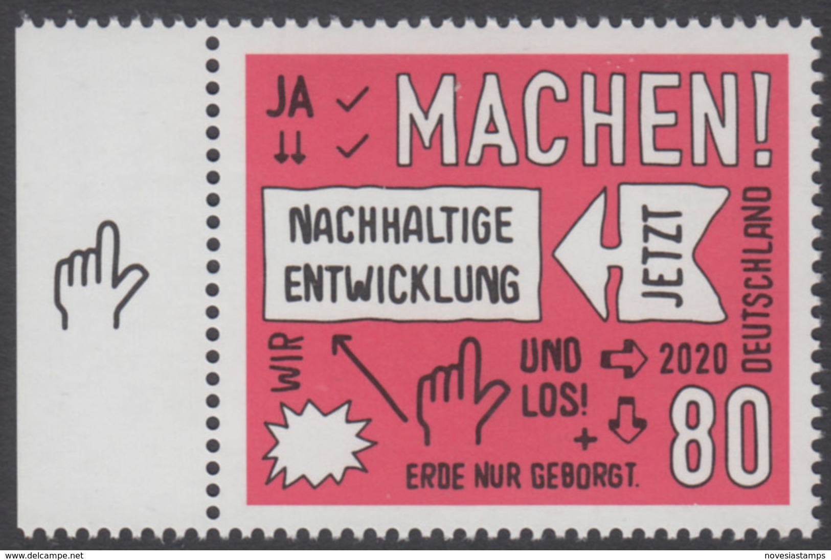 !a! GERMANY 2020 Mi. 3525 MNH SINGLE W/ Left Margin (a) - Sustainable Development - Unused Stamps