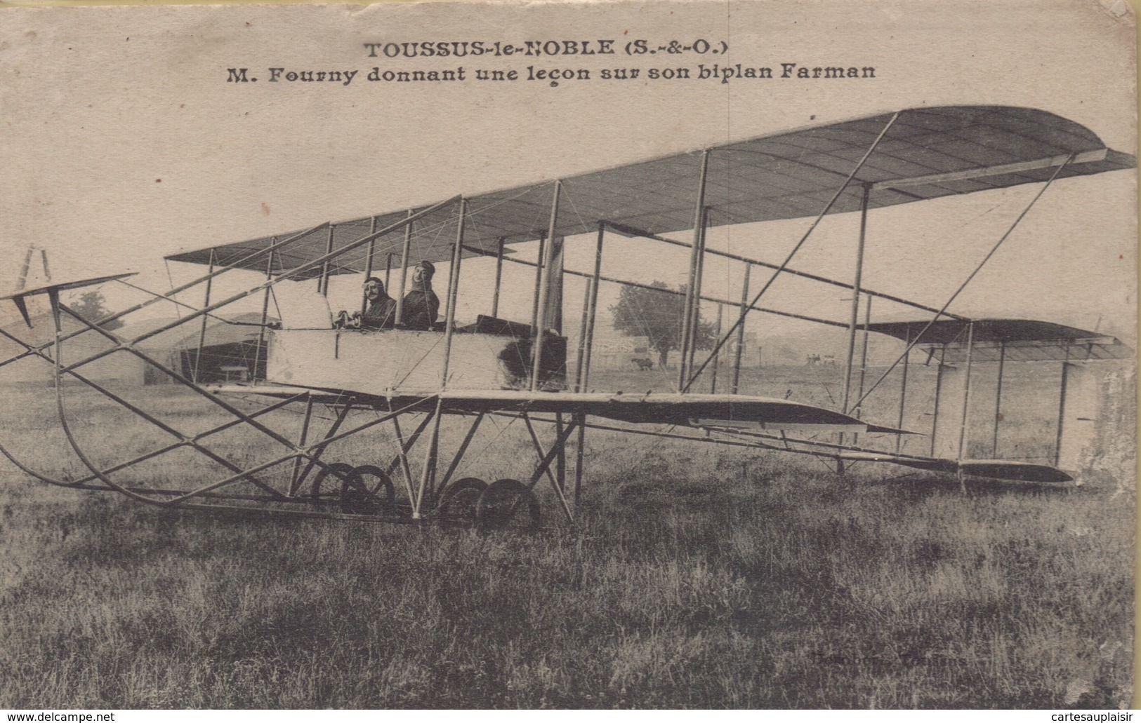 Toussus Le Noble : M.Fourny Donnant Une Leçon Sur Son Biplan Farman - Toussus Le Noble