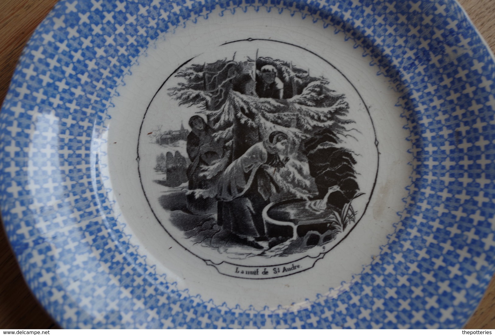 X Assiette Plate Platte  Plaat  Placa  Décalco  Sarreguemines  Marque Avant 1920 La Nuit Saint André Porcelaine Opaque - Sarreguemines (FRA)